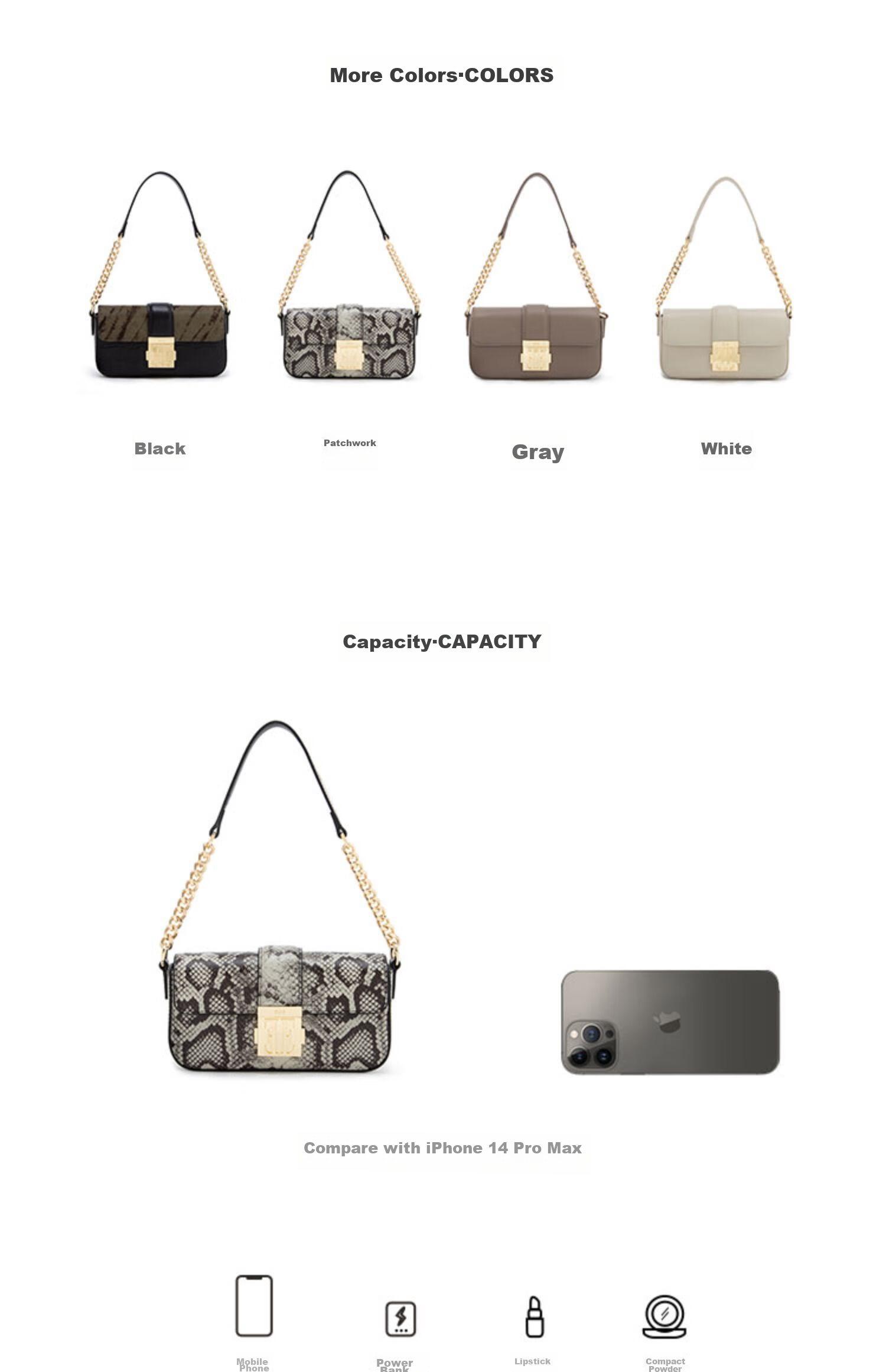 ELLE New Women's Handbag, Retro Small Square Bag, Chain Crossbody Shoulder Underarm Bag, Birthday Gift, 23007 Brow 4