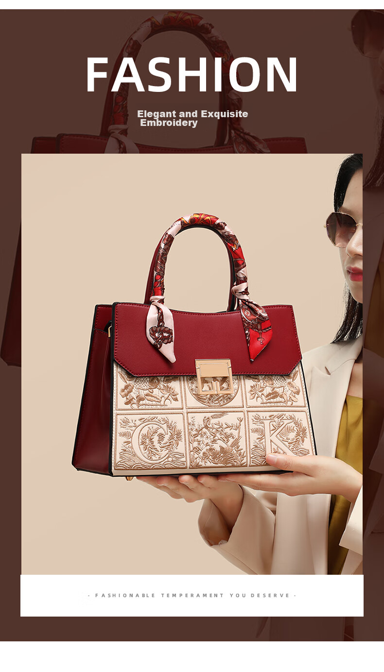 Aiqinghai Leather Handbag, Women's Bag, Large Capacity Tote Bag, Shoulder Crossbody Bag, Wedding Bag, Birthday Mother's Day Gift, Practical Present for Mom 1