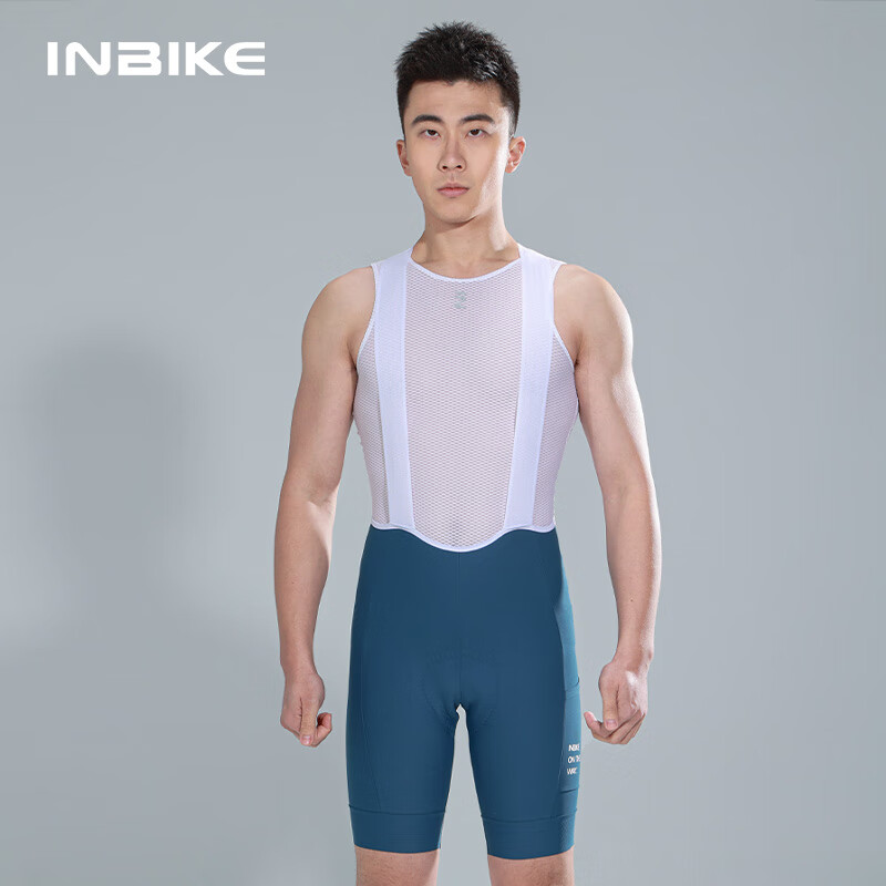 INBIKE Cycling Bib Shorts for Men, Breathable Padded Quick-Dry Sweat-Wicking Road Bike Shorts, Spring And Summer Cycling Gear, Blue XL