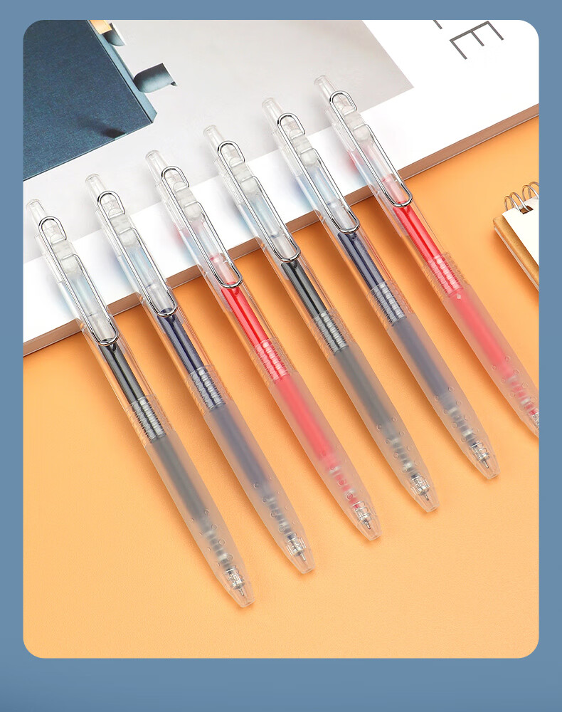 BAOKE PC1925 Retractable Gel Pen 0.5mm Red ST Dual Ball Tip Student Exam Writing Pen Office Signing Pen 12 Pens/Box 9