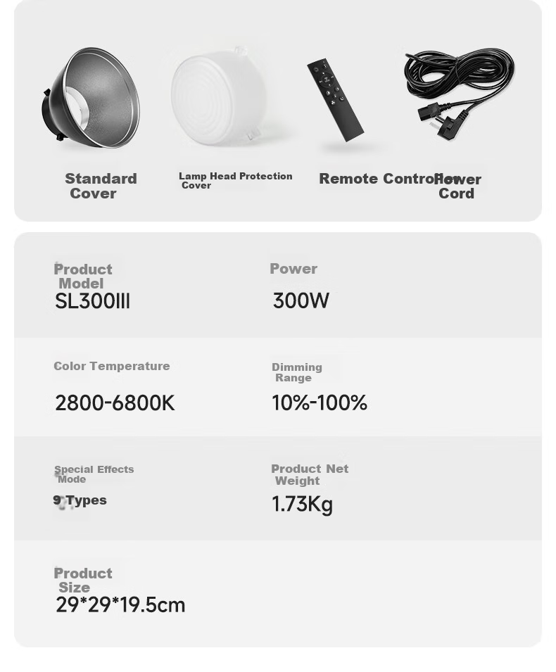 Beiyang SL300III Live Streaming Fill Light, Photography Camera Lighting, 300W Professional Live Streaming Beauty Light, Spherical Lamp, Deep Throw Light, Portrait Video Soft Light, Film And Television Shooting Light 40
