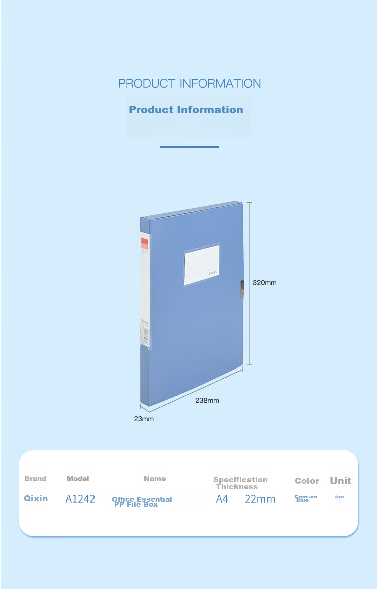 COMIX 22mm Durable Adhesive File Box/A4 Document Box/Storage Box, Blue, Office Stationery A1242 8