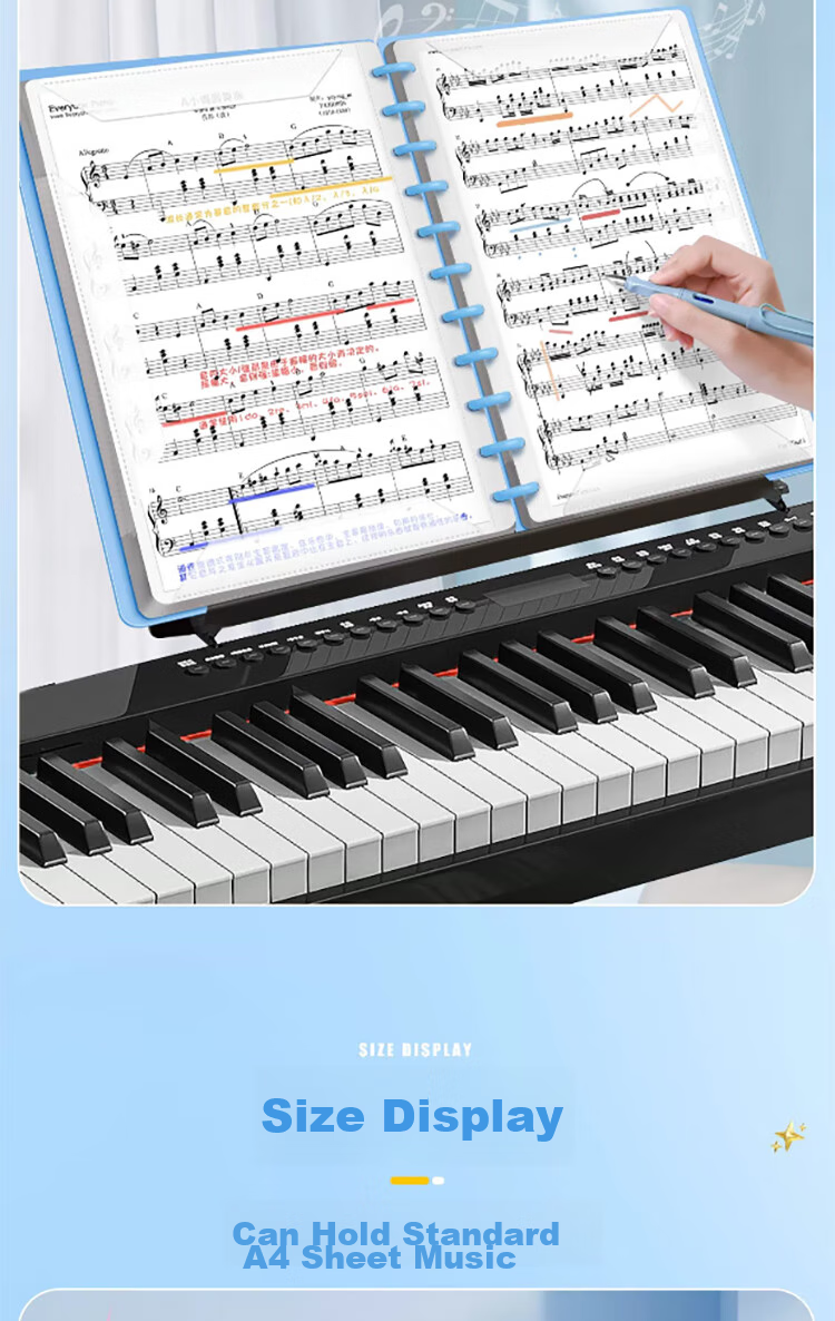 SUNWOOD 30 Sheets 60 Pages A4 Mushroom Clip Music Folder, Sheet Music Folder Document Holder, Guitar And Guzheng Score Folder, Staff Paper Folder, 1387-30 Pink 7