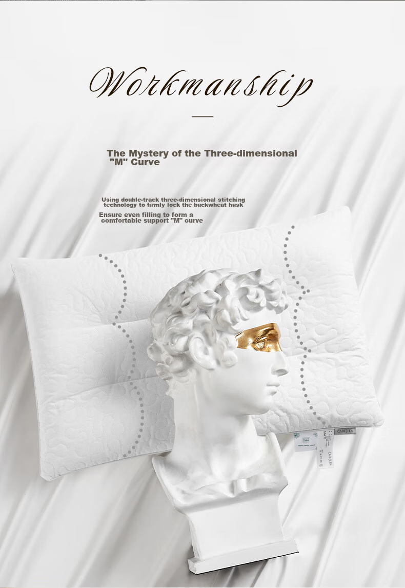 Canasin Pillow, Five-Star Hotel Neck Support Pillow Core, All-Cotton Adult Buckwheat Pillow, 74*48cm, Single Piece 7