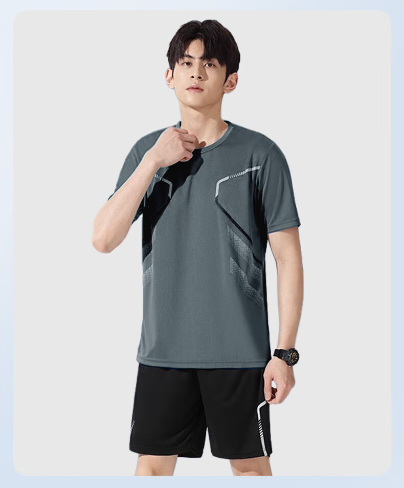 VICTORIATOURIST Men's Sports Set, Indoor Running Quick-Dry Shirt, Soccer Training Suit, Basketball And Badminton Outfit, Casual Set 22