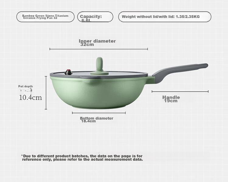 COOKER KING Ceramic Wok with Titanium Coating, Zero Fluorine Non-Stick Pan, Micro-Pressure Non-Stick Flat Bottom Wok, 32cm 14