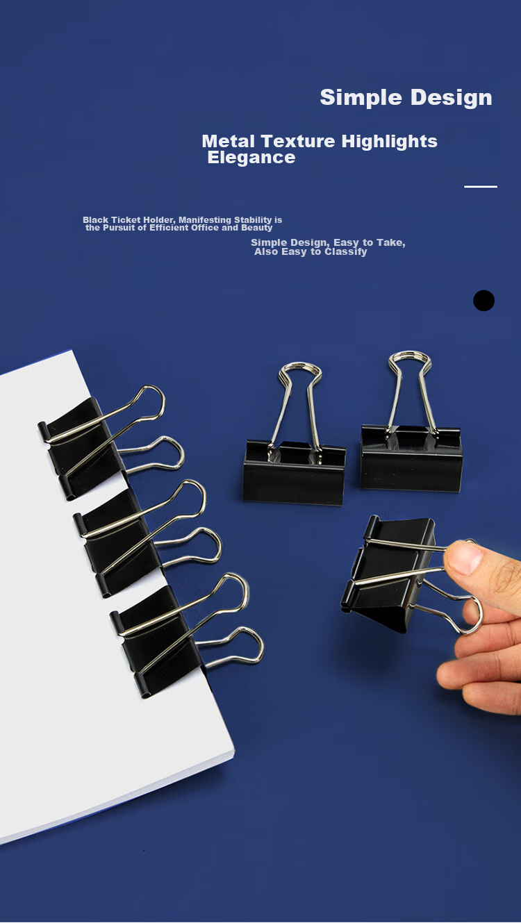 Deli 41mm Large Metal Black Binder Clips/document Clips/bill Clips/document File Clips, Size 2#, 12 Pieces/box 3