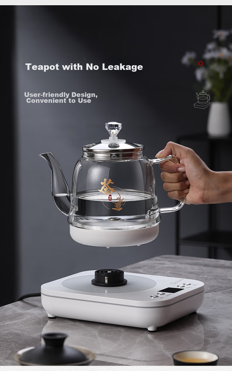 FUNORK Fully Automatic Electric Kettle with Water Pump, Glass Water Boiler for Tea Table, Integrated Tea Table And Coffee Table, Heat Preservation Tea Brewing Set, Electric Tea Stove RY-D2 White 1L 14