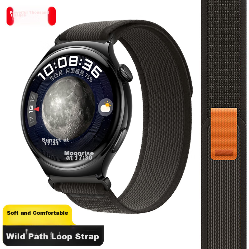 Ремешок Weiqiantu из нейлоновой ткани для Huawei Watch GT5/GT4/GT3/4 Pro/Watch 3/GT3 Pro/Buds, черный с черным, 46/48 мм