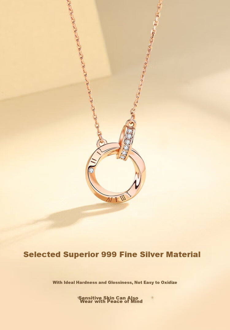 GLTEN Mobius Ring 999 Pure Silver Necklace, Women's Jewelry, Birthday Gift, Light Luxury Niche Pendant, for Girlfriend Or Wife 5
