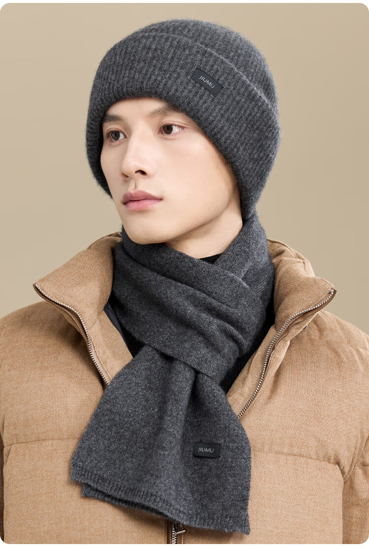 JIUMU Pure Cashmere Warm Knit Hat, Autumn And Winter Knitted Cap, Cold Hat, Winter Hat, Outdoor Ear Protection Cold Hat for Men in Winter 7
