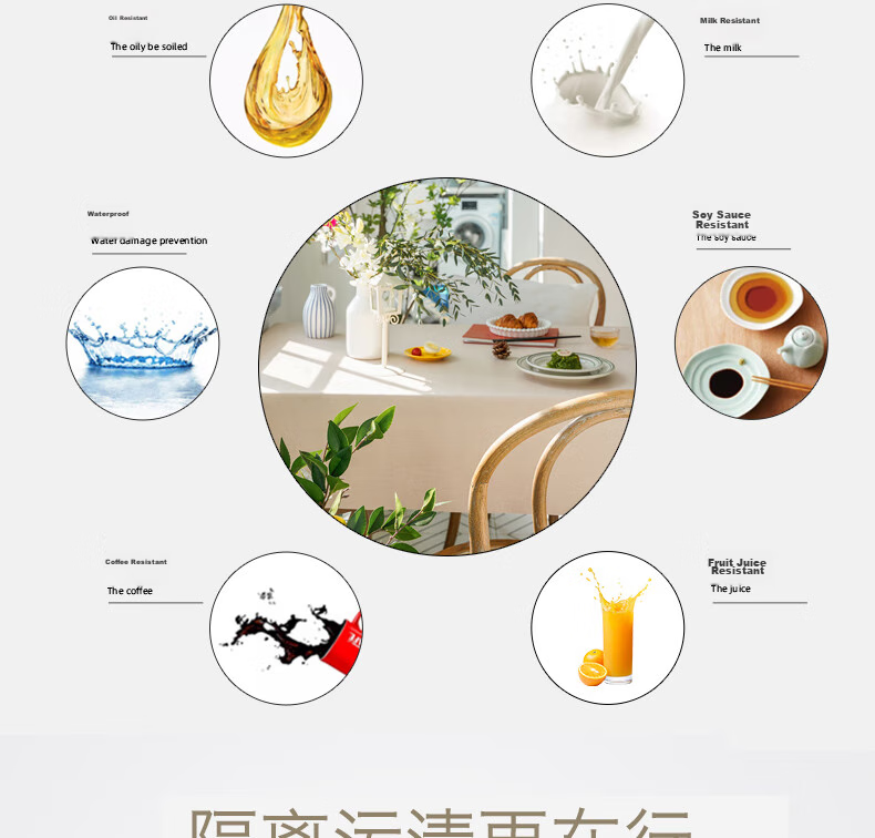 MOON TIME Round Tablecloth, European Style Waterproof Oil-Proof Scald-Resistant Washable Round Dining Table Cover Table Mat Champagne Color 11