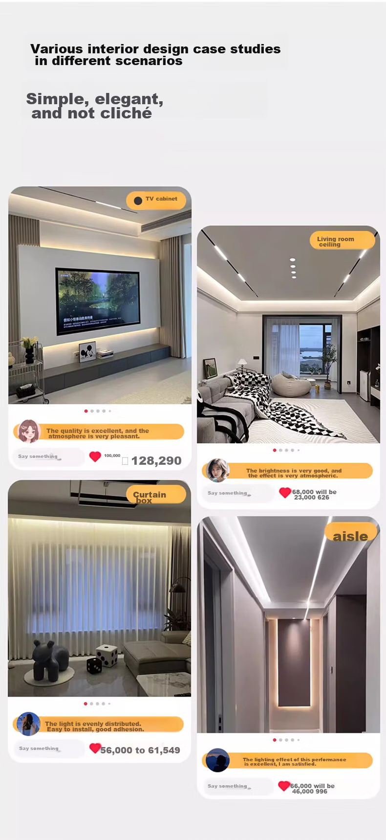 JIAOJIAOZHE COB LED Strip Light, Low Voltage Linear Light, Recessed Adhesive Strip, 24V Living Room Ceiling Line Light, 10 Meters Cool White 5