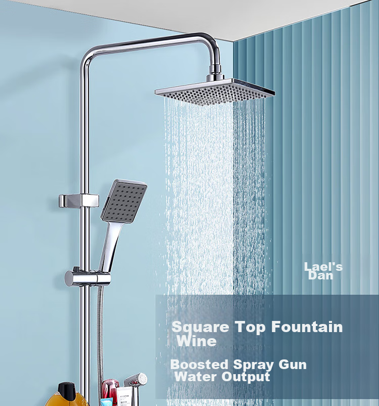 Larsd Shower Head Set, Square Spray Gun Shower Head, Silver Shower Faucet, High-Pressure Shower Head Complete Set F816 1