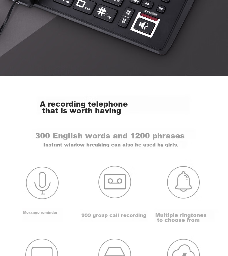 Deli Recording Telephone, Landline Phone for Office And Home Use, Caller ID, 4GB Memory Card, 799 Black 1