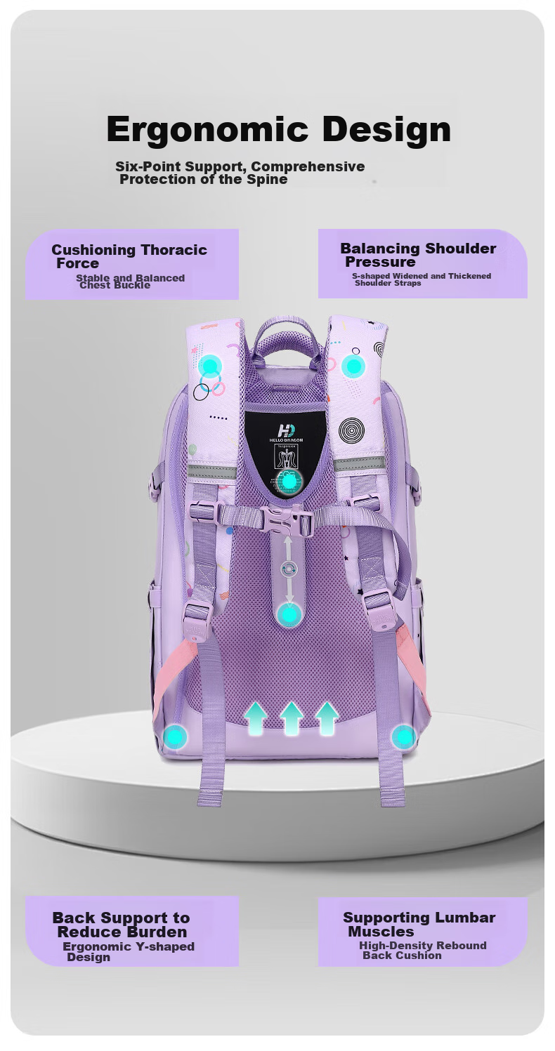 Herder Backpack for Primary School Students Grades 4-7, Ultra-Light Large Capacity Spine-Protecting Schoolbag for Boys And Girls, Stylish Children's Backpack 8