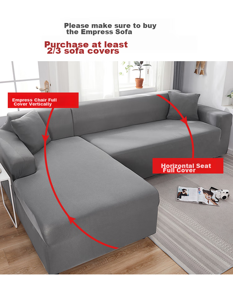 Quatrefoil Elastic Sofa Cover Slipcover Full Wrap Sofa Cushion Cover, Deep Space Gray, Suitable for Two-Seater 145-185cm 6