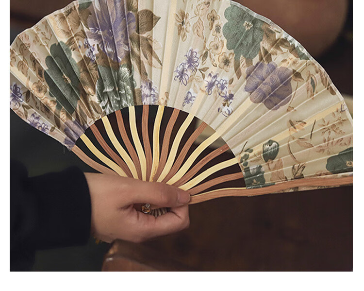 Jidu Space Traditional Chinese Folding Fan Silk Bamboo Fan Birthday Gift Hanfu COS Photography Dance Prop Crane Whisper Pavilion 10