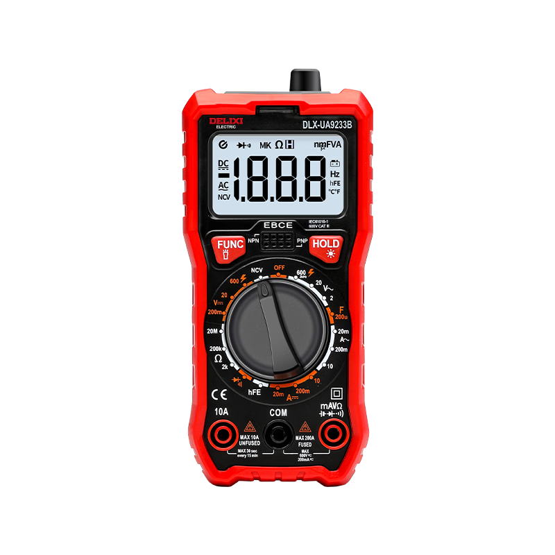 DELIXI ELECTRIC Smart Anti-Burn Multimeter Digital Backlight Display High-Precision Voltage/Current/Resistance/Capacitance/Frequency Tester for Home Use