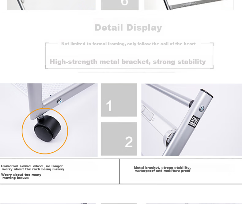 Deli Five-Tier Business Aluminum Alloy Clip Newspaper Rack Magazine Stand Library Bookshelf Newspaper Holder Floor-Standing Display Rack for Promotional Materials, Height 1.05 Meters 9