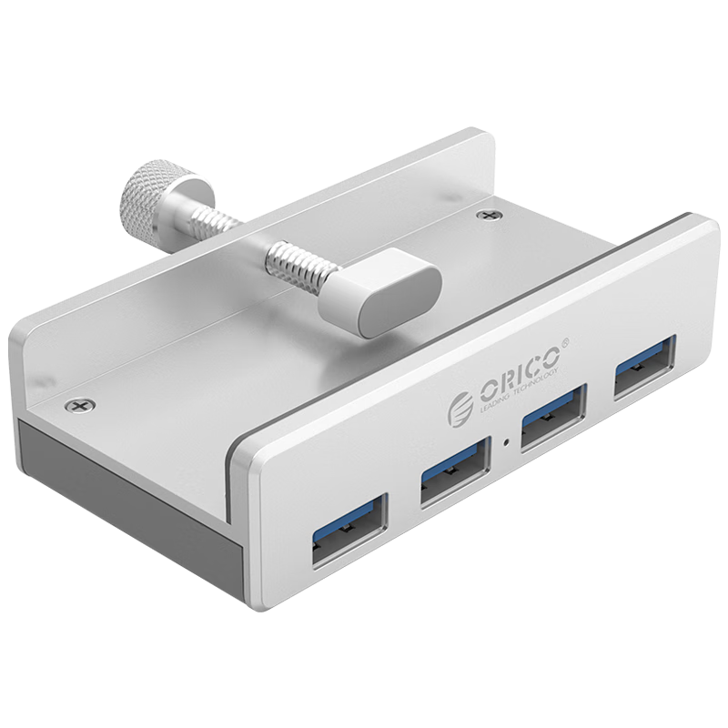ORICO USB 3.0 Hub Splitter Aluminum Alloy Clip-On Adapter for MAC Apple Laptops Desktop Computers Monitors MH4PU Black