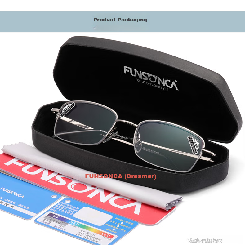 Funsonca Anti-Blue Light Comfortable Ultra-Light Fashionable Reading Glasses for Men And Women, Metal Durable Business 6100, -1.00 Diopter 20