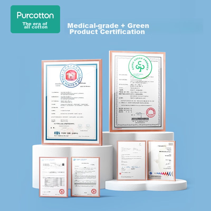 PurCotton (100% хлопок) утолщенные салфетки для лица, 20 шт. в упаковке, одноразовые, 20x20 см