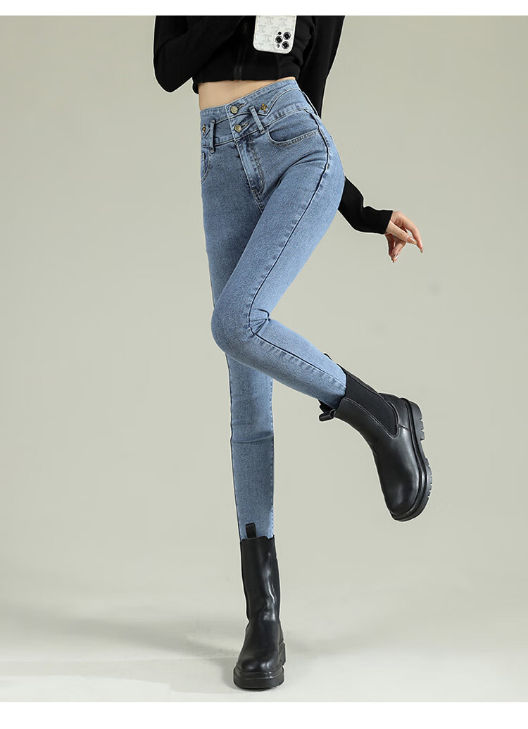 Jeanswest Women's High-Waist Blue Wide-Leg Straight-Leg Jeans with Rhinestone Starry Design, Spring-Summer 2026, Size S 26