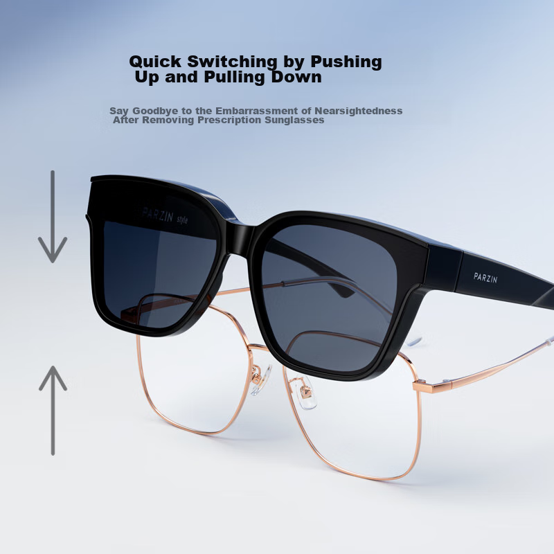 PARZIN [Can Be Fitted with Prescription Lenses] Polarized Sunglasses, Fan Chengcheng Style Clip-On Driving Sunglasses Gift PZ12116