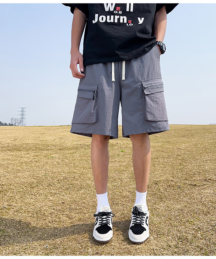 I'M DAVID Ice Silk Shorts for Men, Summer Casual Workwear Loose-Fit Five-Point Pants, Thin Mid-Length Trousers, Black, M 10