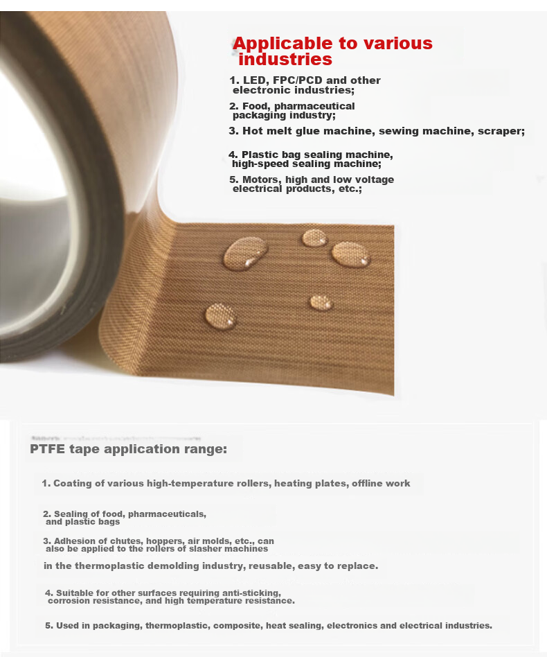 Sitoo High-Temperature Resistant Tape, Teflon Insulation Tape, Teflon Electrical Insulation Tape, 300°C Sealing Machine Specialized Tape, 50mm*10m, 1 Roll 4