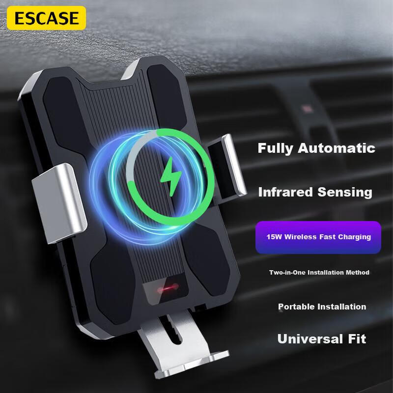 ESCASE Car Wireless Charging Dock, Fast Charging Car Air Vent Mount, Compatible with Apple 15 And Xiaomi 14 Phones