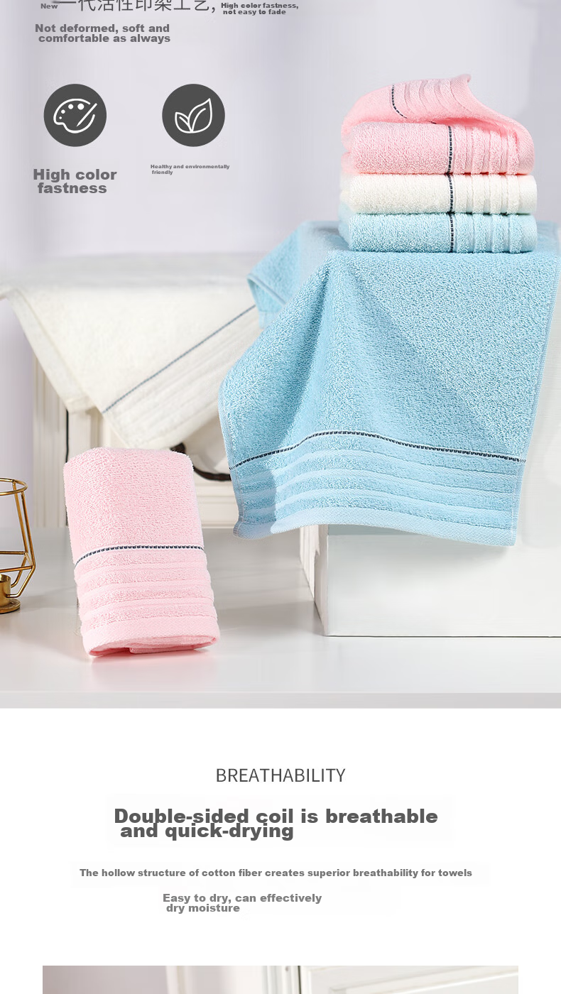 Grace Class A Pure Cotton Towel, Absorbent Face Washing Bath Towel, Plain Soft Facial Cleansing Cloth, Single Pack, Cream White 7