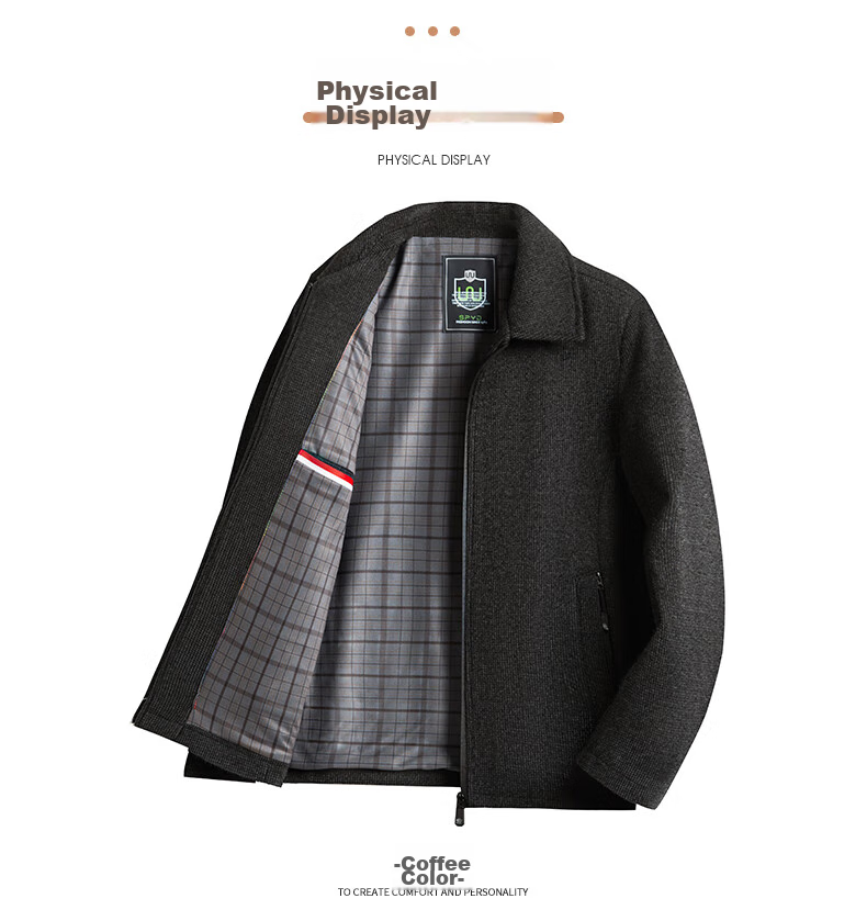Baocaiyang Dad's Woolen Coat for Men, Spring And Autumn Thick Lapel Business Suit Jacket for Middle-Aged And Elderly 19
