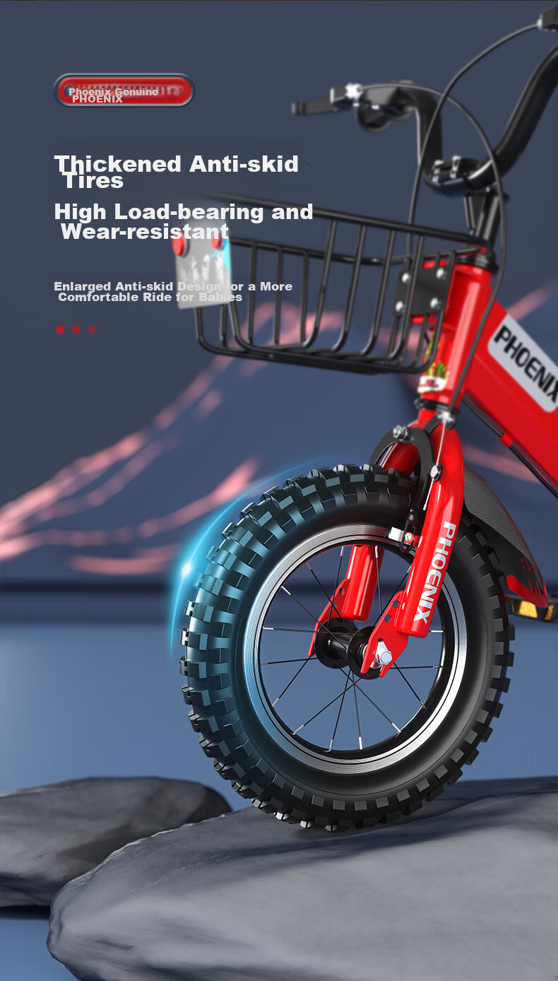 Phoenix Children's Bicycle, Baby Pedal Bike, Foldable Bicycle for Kids 3-8 Years Old, China Red, 18 Inches 2