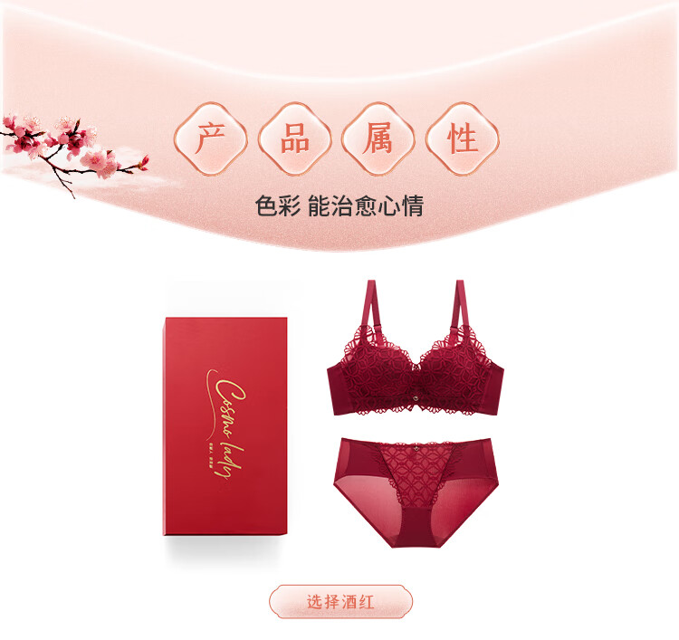 Dushiliren Lace Push-Up New Chinese Style Bra Set Gift Box Underwear Panties Valentine's Day Gift for Girlfriend 2B22E4 20