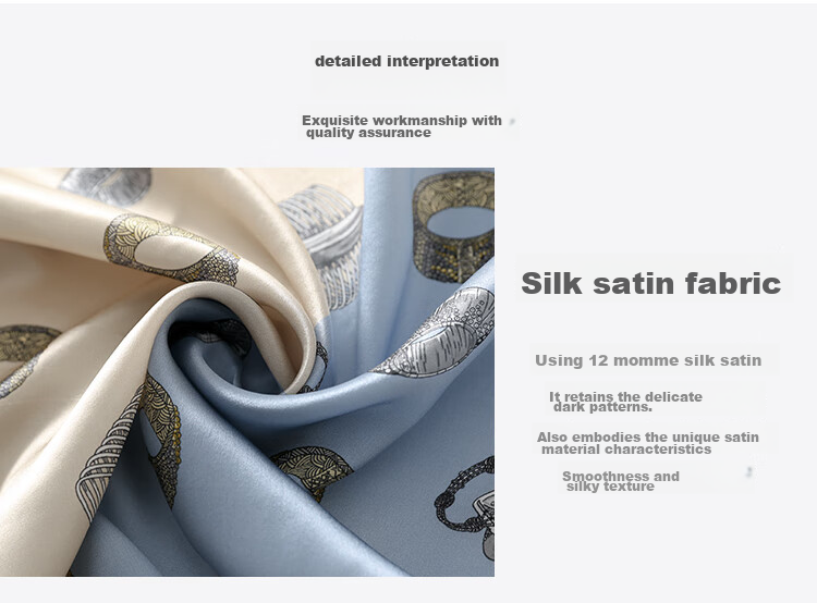 Shanghaigushi Silk Scarf for Women, 100% Mulberry Silk, Valentine's Day Gift Box, Birthday Present for Girlfriend, Painting Ring Blue Color 4