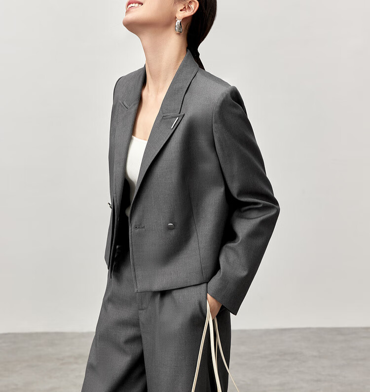Sentubila Professional Interview Suit Set for Women, Spring And Autumn Style, Formal Wear with High-End Feel, Complete Outfit Including Blazer And Pants, Black, Size L 2