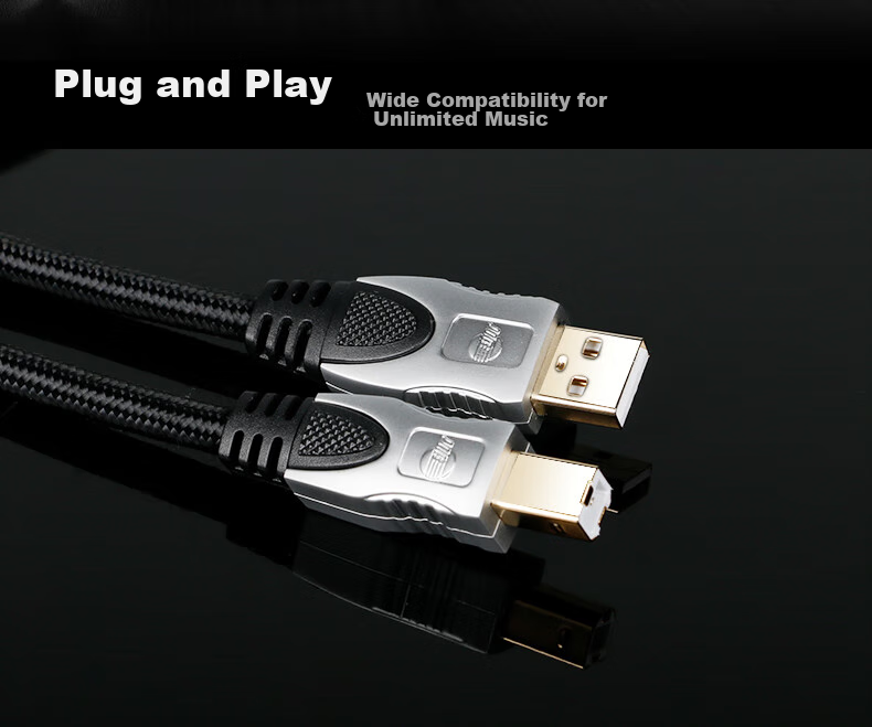 JIB High-Fidelity Audiophile USB Audio Cable A to B DAC Decoding Cable Version 2.0 Computer Sound Card Mixer Amplifier Speaker Connection Cable BB-110 Meter 15
