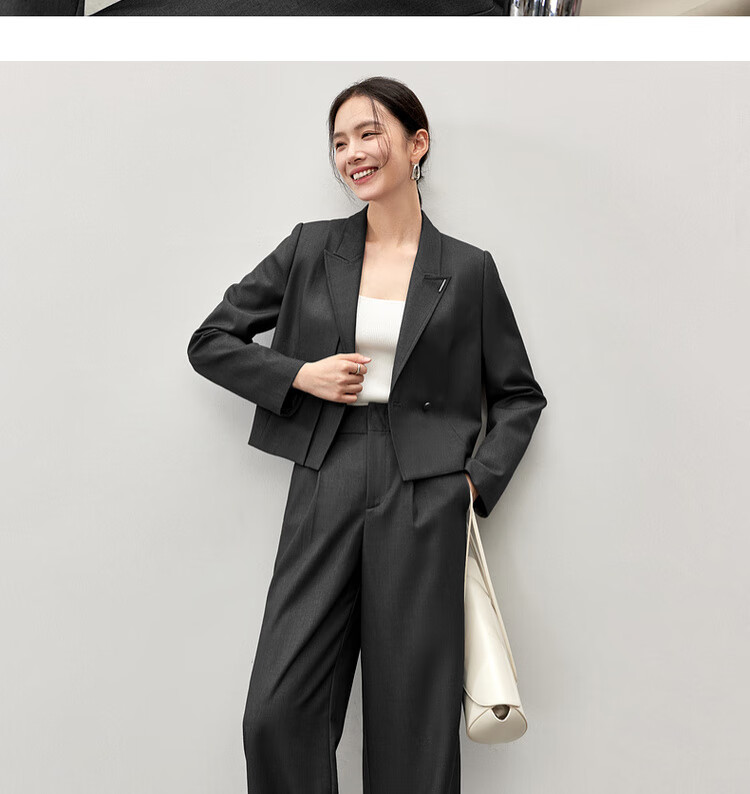 Sentubila Professional Interview Suit Set for Women, Spring And Autumn Style, Formal Wear with High-End Feel, Complete Outfit Including Blazer And Pants, Black, Size L 11