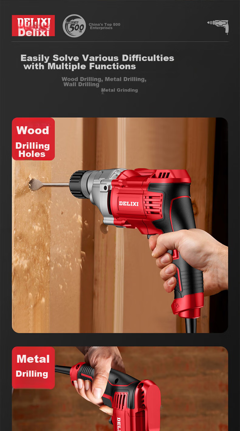 Deli Xidianqi 550W Electric Drill, AC Reversible Rotation, Household Power Tool, Multifunctional Handheld Electric Drill 14
