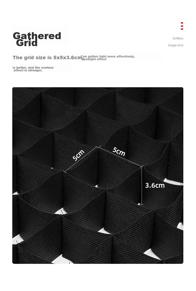 AMBITFUL 50*70cm Single Grid Square Softbox, Grid Egg Basket Honeycomb Softbox Light Control Accessory 7
