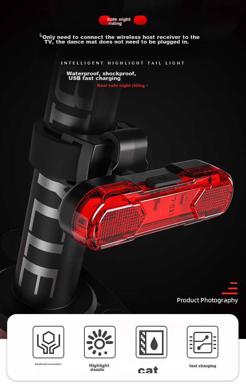 Bicycle Light, Cycling Equipment, Front And Rear Lights, Mountain Bike Night Riding Safety Warning Light, Waterproof USB Rechargeable High-Beam Flashlight, Road Bike Front And Rear Lights 1