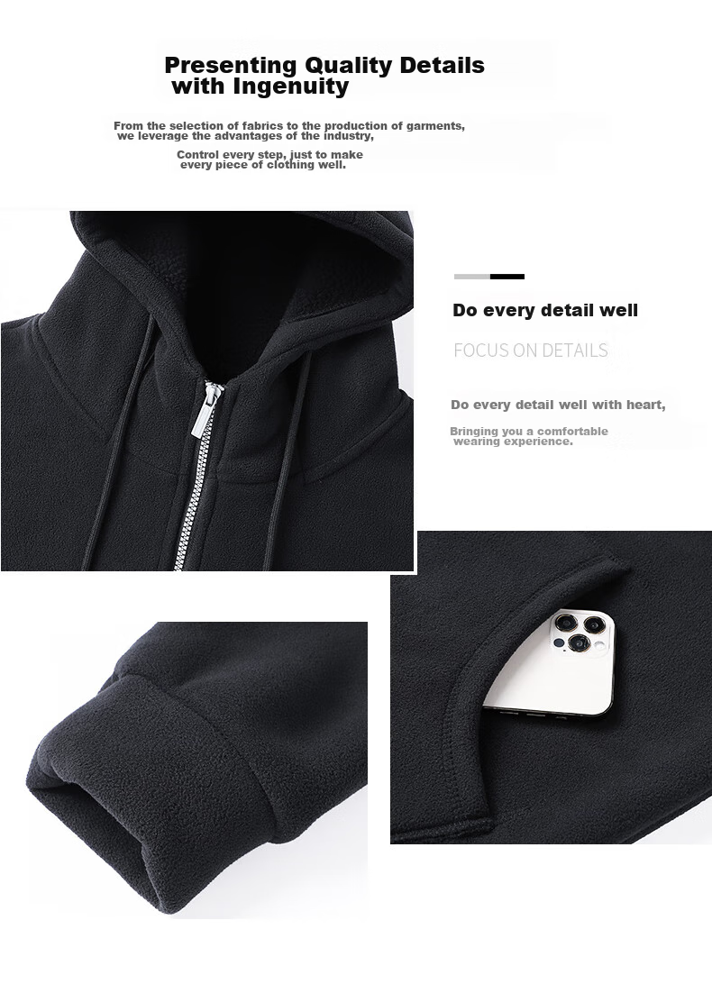 MiiOW Fleece Jacket for Men, Autumn And Winter New Trendy Versatile Outdoor Fleece-Lined Warm Casual Jacket Menswear 3