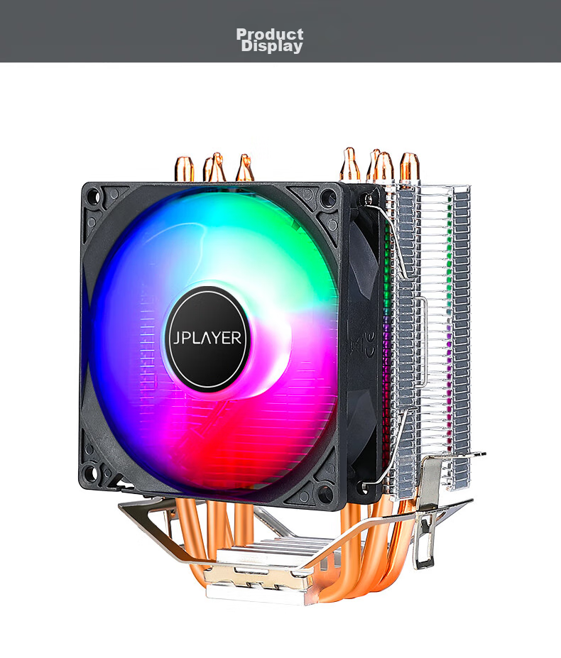 JPLAYER Ziyi Co-Branded Edition 4 Copper Tube 9cm Colorful Fan CPU Air Cooler, Noise-Reducing RGB Fan (AMD/Intel Multi-Platform/With Thermal Paste) 11