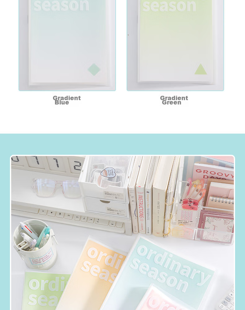 Sannianerban 100-Page Document Folder A4 Student Pregnancy Test Report Storage Office Supplies File Organizer Student Exam Paper Storage Folder Transparent Gradient Insert File Folder Gradient Blue 12