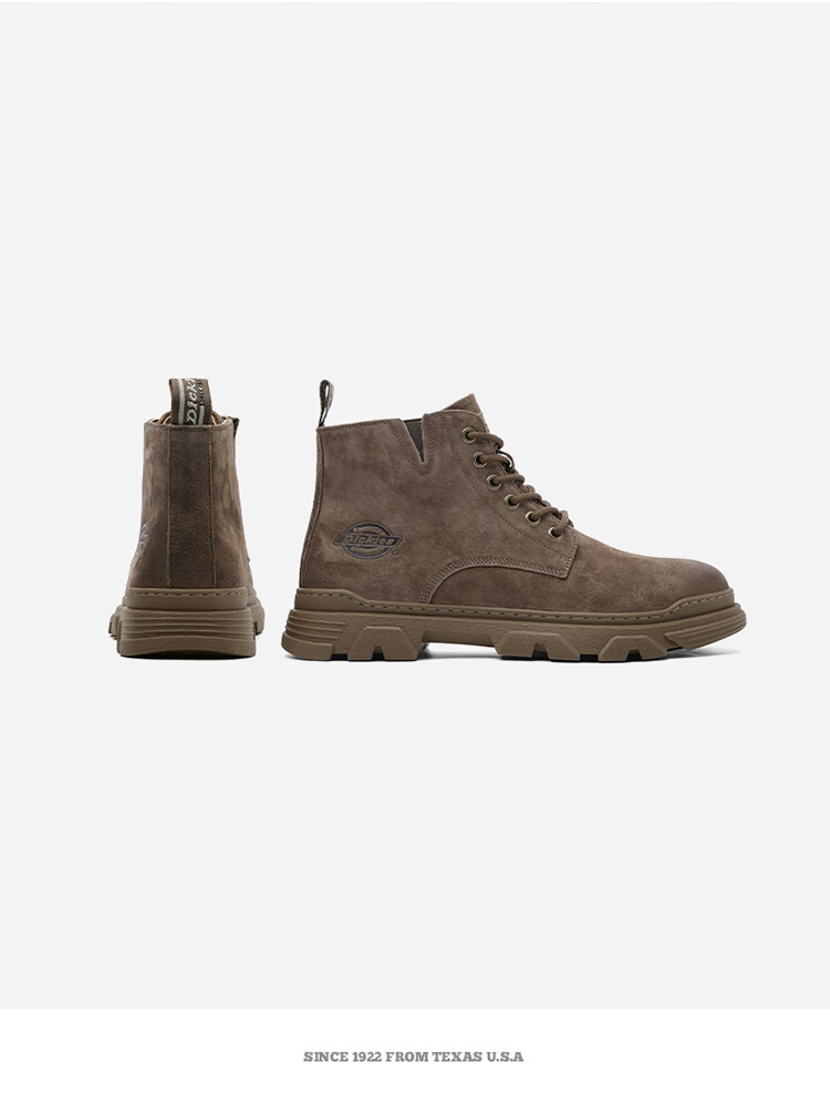 Dickies Men's High-Top Martin Boots, Thick-Soled Boots, Trendy Boots for Men And Women, Work Boots, Camel Color, Size 40 9