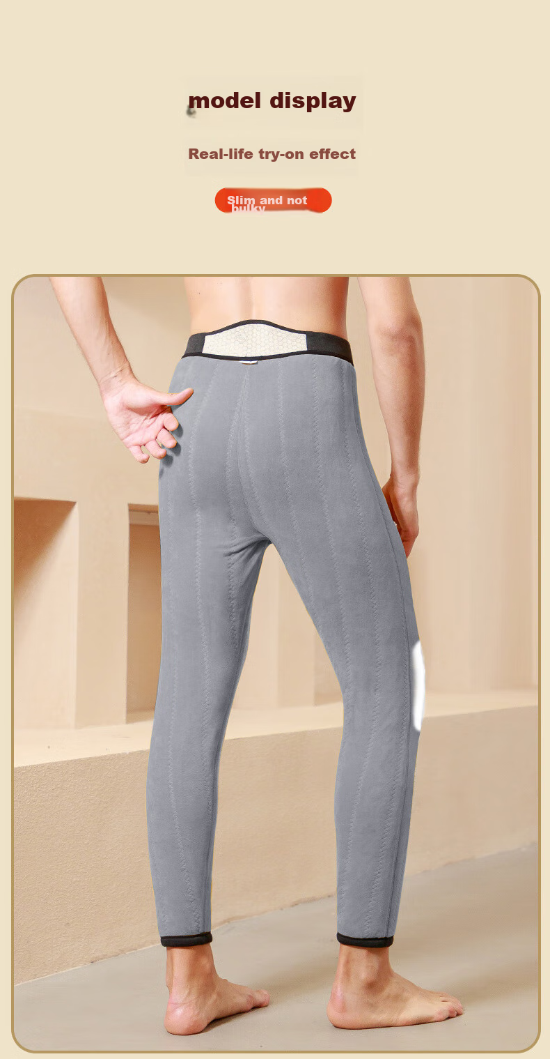 LangSha Extra-Thick Thermal Underwear Pants for Middle-Aged And Elderly Men, Winter Warm Anti-Cold Base Layer Pants with Fleece Lining, Knee And Waist Protection, Ultra-Thick Wool Pants 15