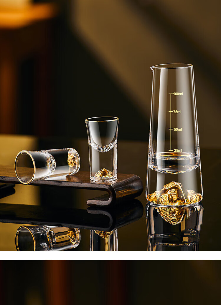 CLITON Jinshan Straight Crystal White Wine Glass Decanter Leather Case Set 6 Pots 6 Small Shots Strong Liquor Cups 13