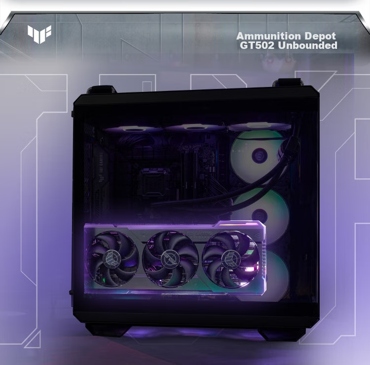 ASUS TUF GAMING GT502 Infinite Arsenal Edition Case, Full View without Pillars/ATX Motherboard/Dual Compartment Design/Tool-Free Disassembly 11